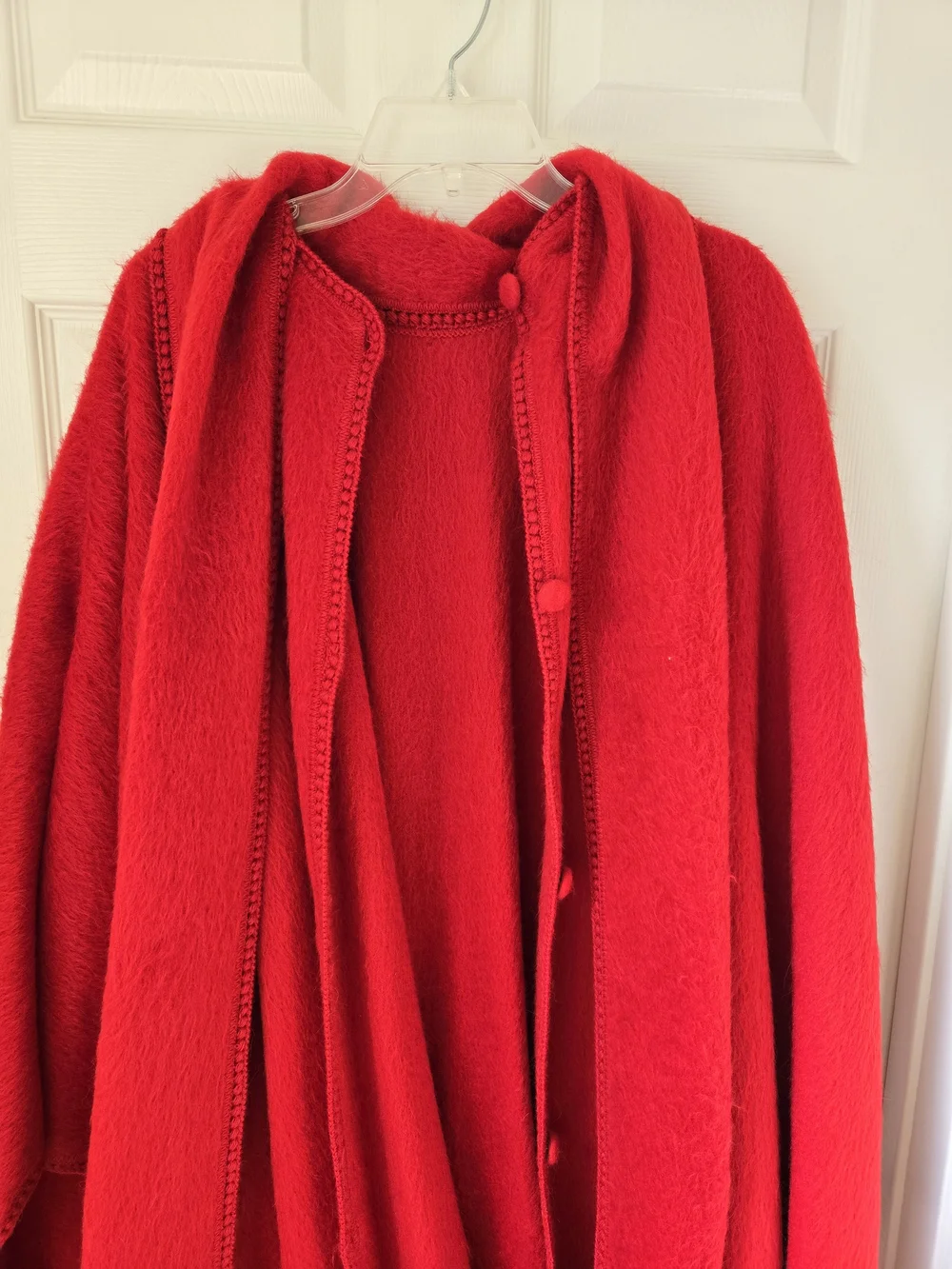 Alpaca Camargo Luxury Vintage Red Cape Button-Front Poncho Coat - Picture 5 of 12